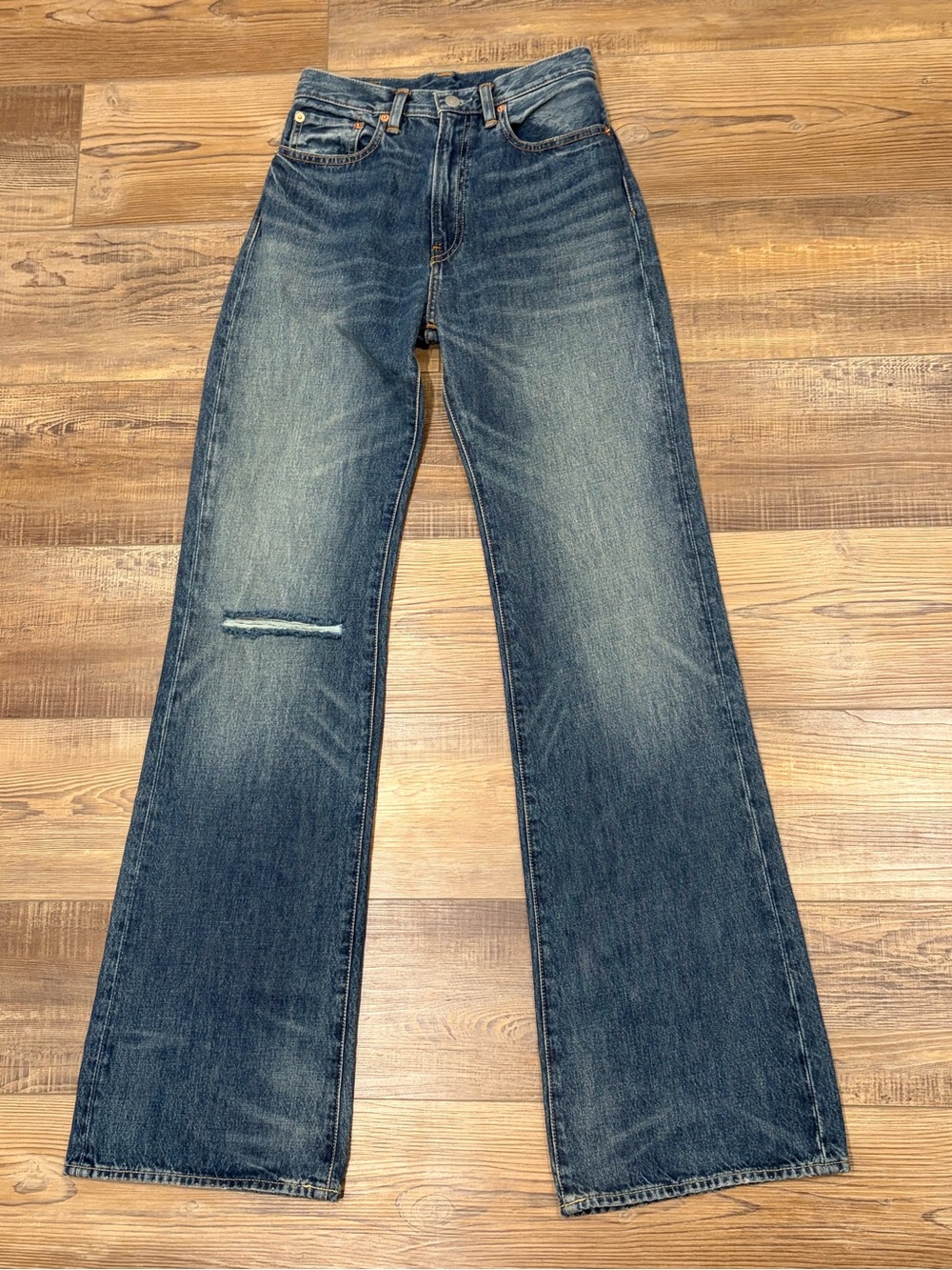 Denimist Flared baggy Jeans in‎ Vintage Blue 34”L No Size Tag EUC!